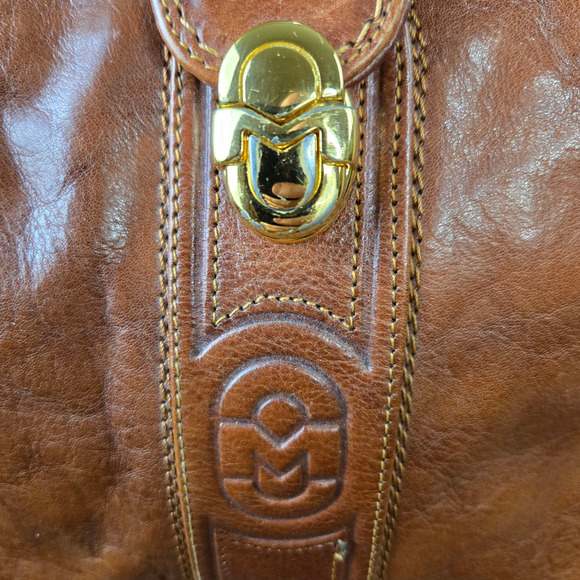 Vintage Marino Orlandi Italian Leather Hobo Bag – Cognac Brown, Gold Hardware - Picture 4 of 13
